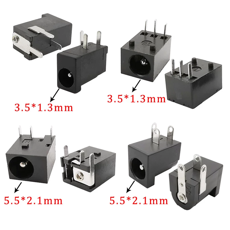 10Pcs DC Power Jack Socket Connector 5.5*2.1mm 3.5x1.3mm Male Female ...