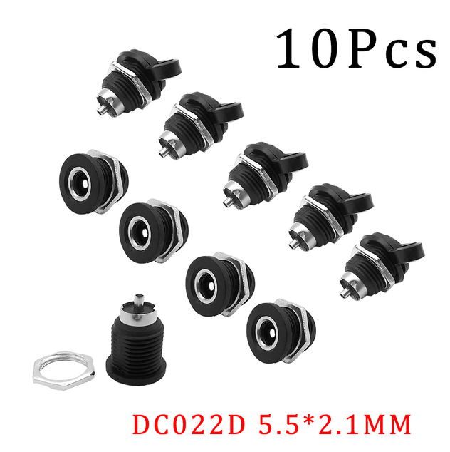10Pcs DC Power Jack Socket Connector 5.5*2.1mm 3.5x1.3mm Male Female ...