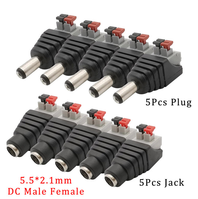 10Pcs DC Power Jack Socket Connector 5.5*2.1mm 3.5x1.3mm Male Female ...