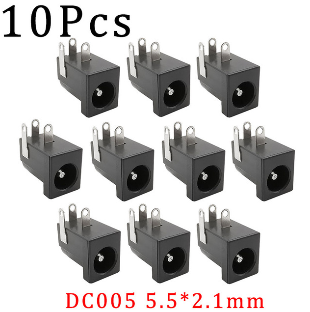 10Pcs DC Power Jack Socket Connector 5.5*2.1mm 3.5x1.3mm Male Female ...