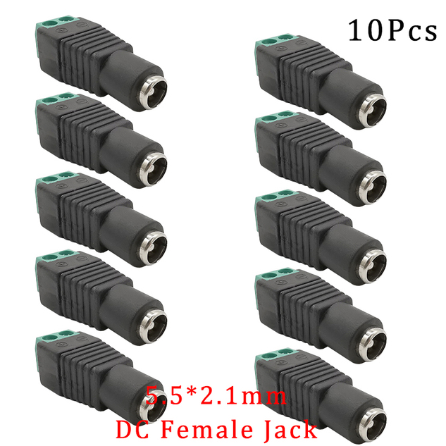 10Pcs DC Power Jack Socket Connector 5.5*2.1mm 3.5x1.3mm Male Female ...
