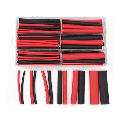 TODOELEC 134 pcs Red Black Dual Wall Heat Shrink Tubing Kit 6 Size Heat Shrink Tubes Wire Wrap Ratio 3:1 Electrical Cable Sleeve Assortment with Storage Case for DIY Long Lasting Insulation Protection