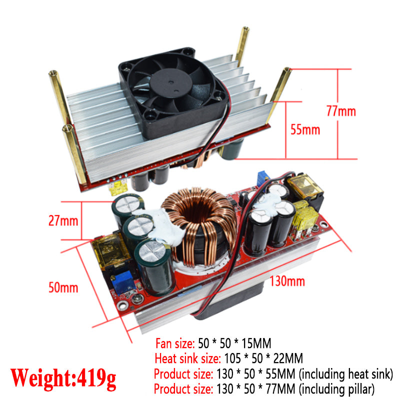  DC DC Voltage Step Up Converter Boost Power Module 10-60V to  12-97V 1500W 30A CC CV : Electronics