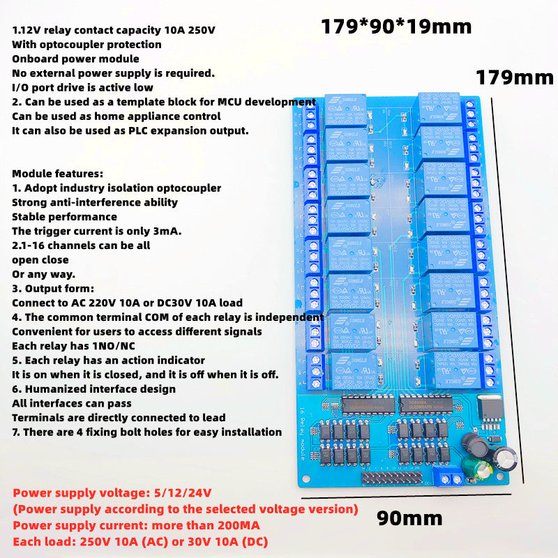 Low Level Trigger Relay Module,5/12/24V,1/2/4/6/8/16 Channels,With Op ...