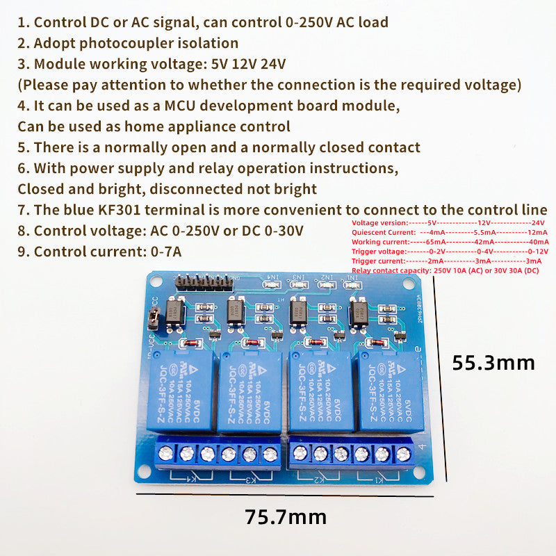 Low Level Trigger Relay Module,5/12/24V,1/2/4/6/8/16 Channels,With Op ...