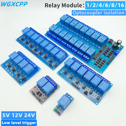 Low Level Trigger Relay Module,5/12/24V,1/2/4/6/8/16 Channels,With Optocoupler Relay Output,Home Intelligent Control Module